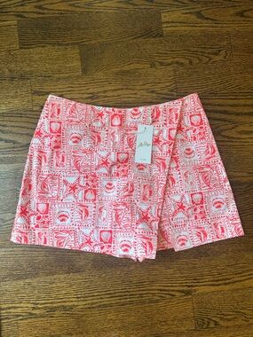 NWT Lilly Pulitzer Alicent Mini Skort, Seaside Harbor, Mizner Red/Coral